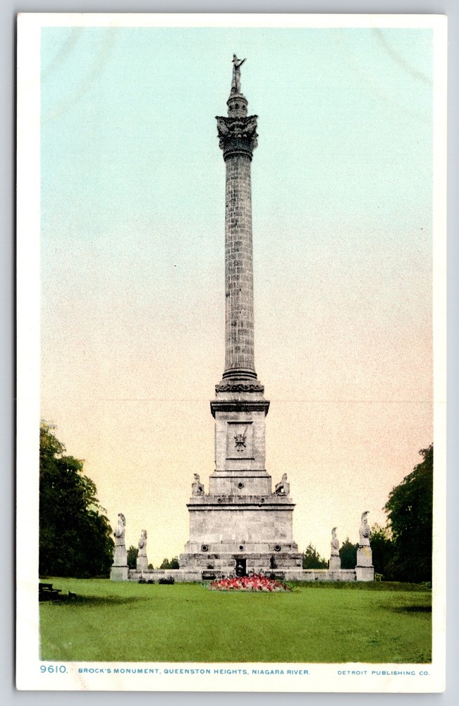 Detroit Pub~Brocks Monument Queenston Heights Niagara River~Vintage Postcard