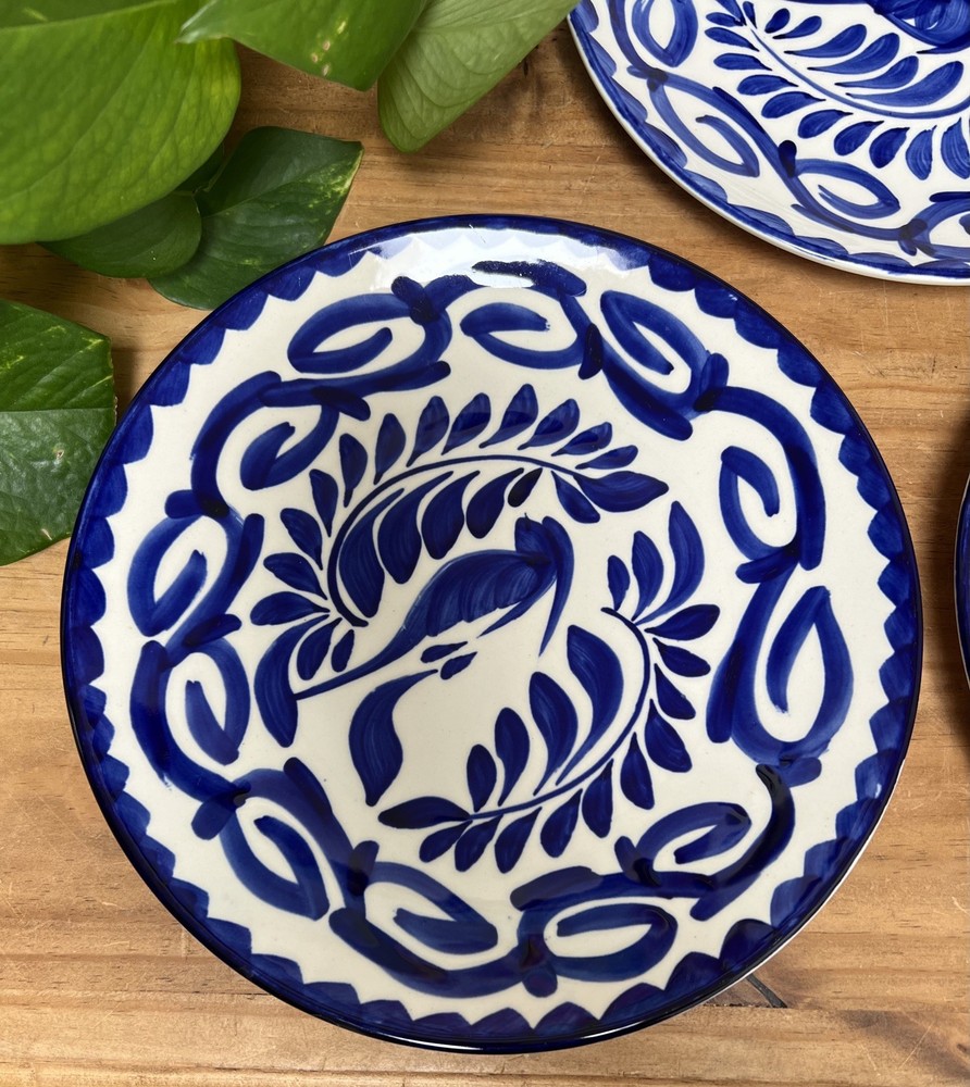 Vintage Anfora Puebla Blue Dinner Plate Hand Painted Mexico Replacement 9.5