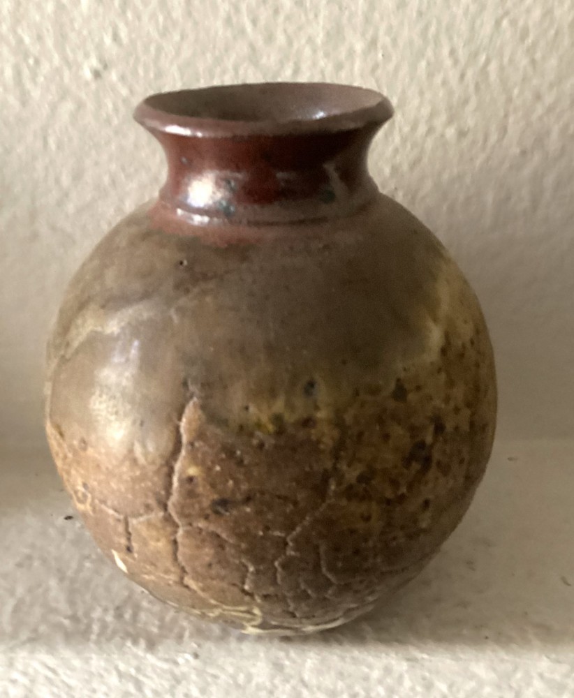 Art Pottery Textured Vase Earth Tones Artist Signed