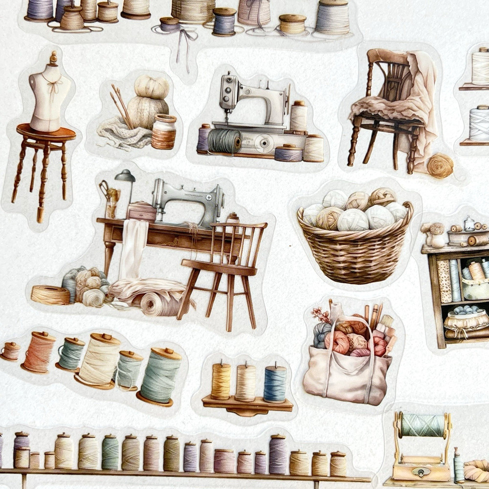 Sewing Knitting Flake Stickers Aesthetic Scrapbooking Junk Journaling Collage