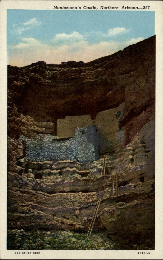 Camp Verde Arizona Montezuma Castle Cliff Dwelling vintage linen postcard sku007