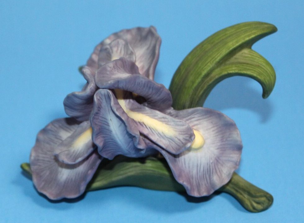 Vintage Lefton Purple Iris Porcelain Flower Figurine