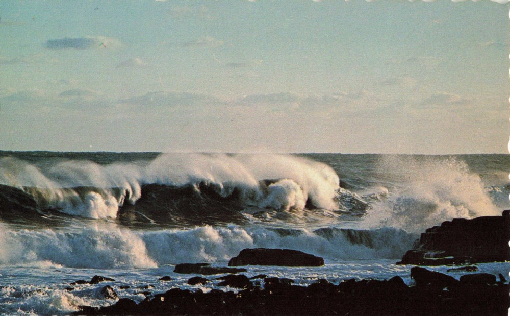 Raging Surf Along the Maine Coast - ME Postcard