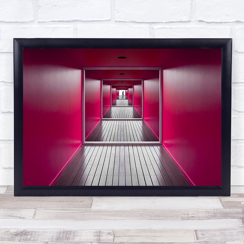Exit Pink Surreal Architecture Structure Man Corridor Australia Wall Art Print