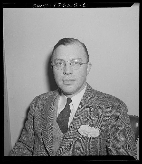 Photo:Unknown Man Portrait 1930s Glasses Suit Herringbone Tie Studio