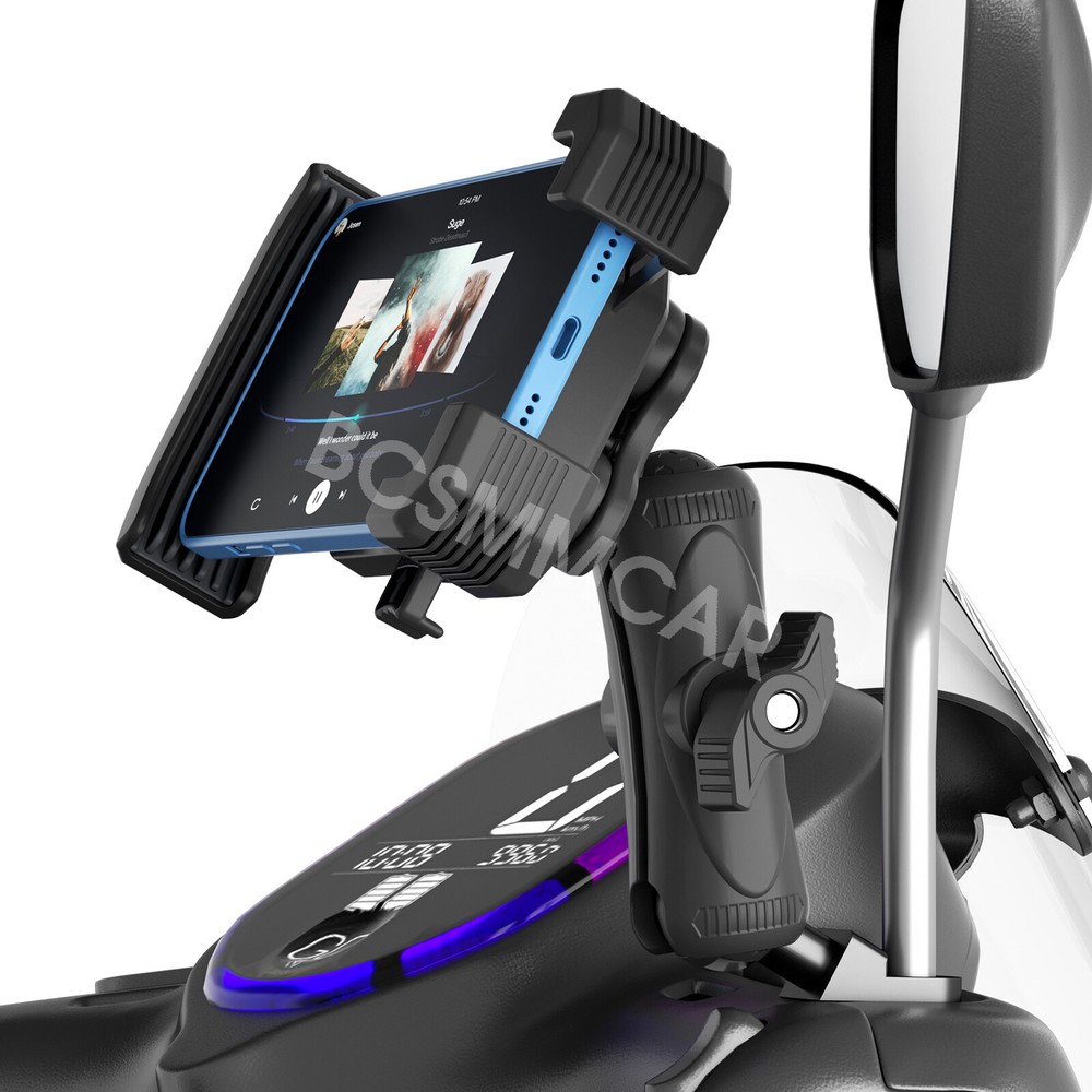 360° Phone Mount Bracket For Motorcycle Tricycles Rearview Mirror CNC Aluminum