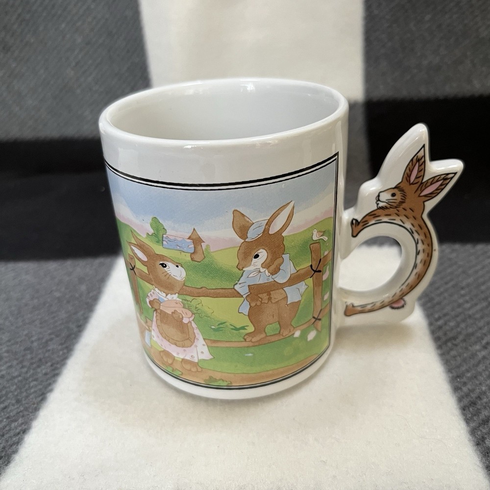 Vintage Peter Rabbit Coffee Mug With Bunny Handle Design Ceramic Cup Easter