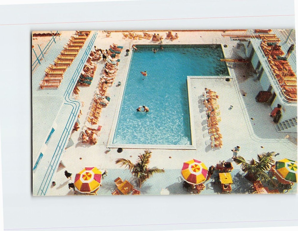 Postcard Swimming Pool & Cabana Club Atlantic Towers Hotel On The Ocean Florida