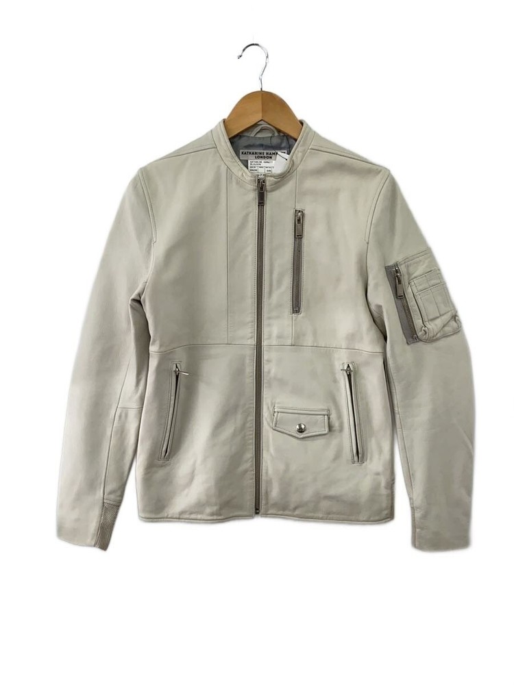 Katharine Hamnett London Single Rider Jacket/M/Leather/Wht 3478