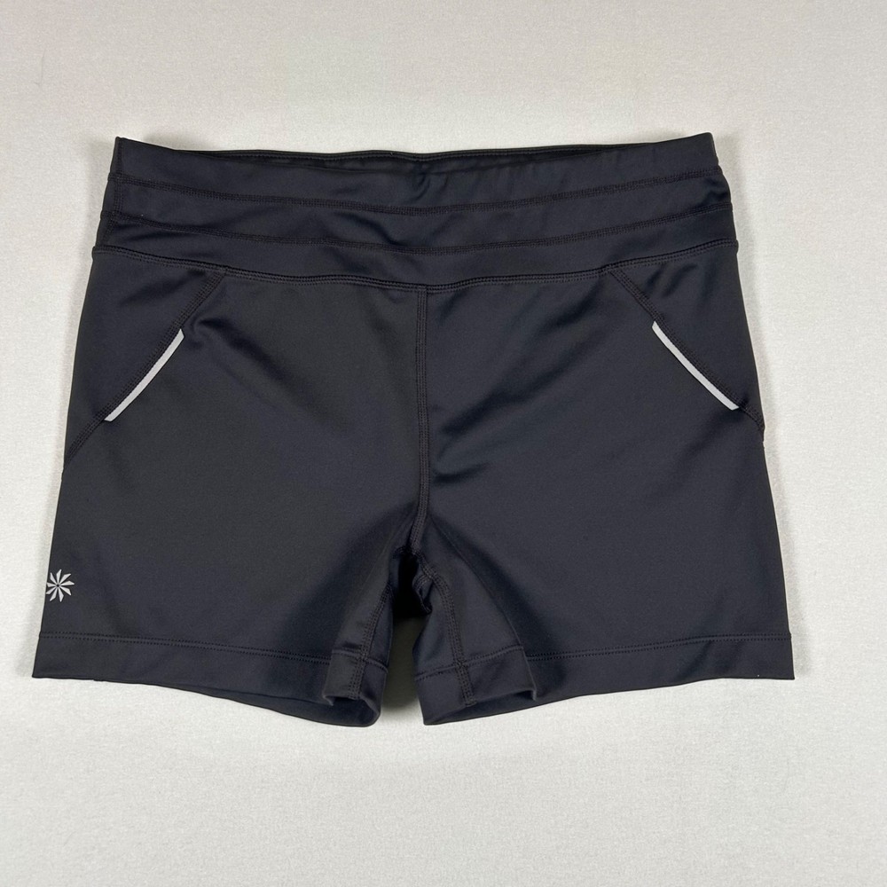 Athleta Women’s Athletic Shorts Black Stretch Running Training Pockets Size XL