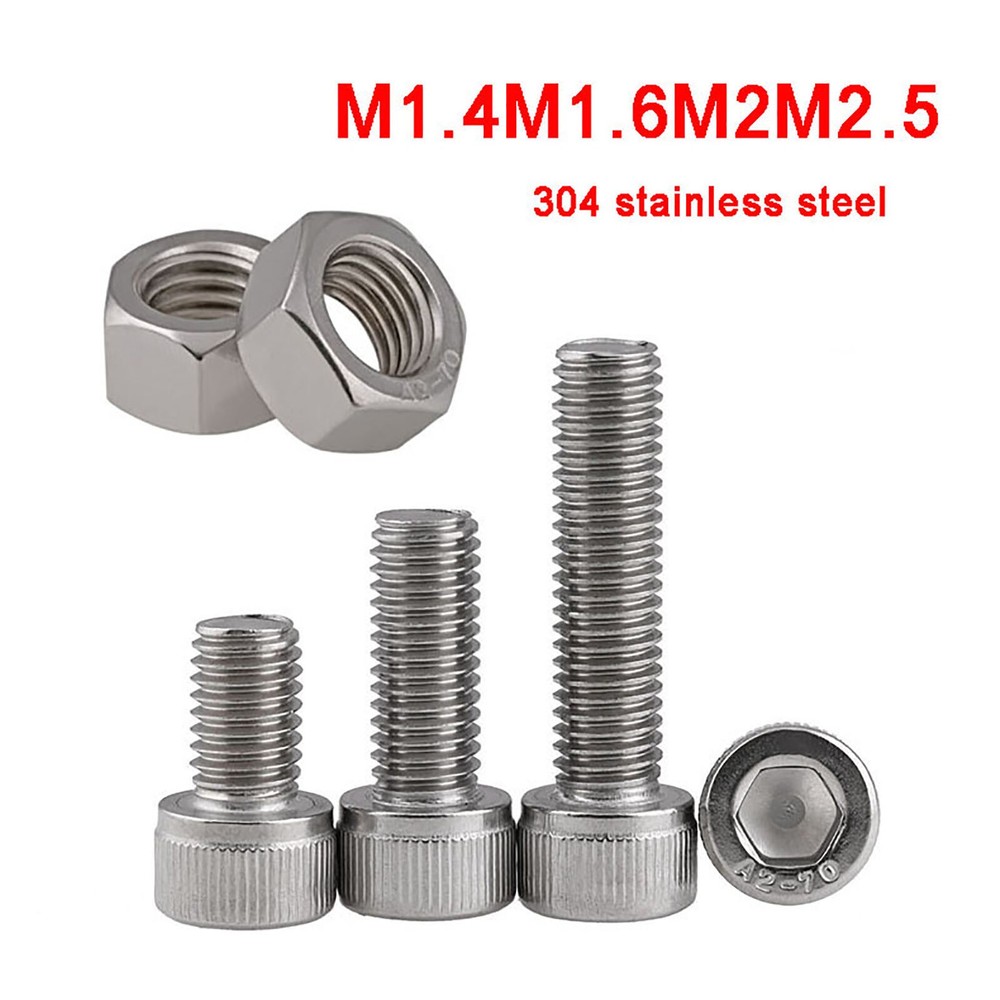 Socket Head Cap Screws Allen Bolts or Hex Nuts Stainless Steel M1.4 M1.6 M2 M2.5