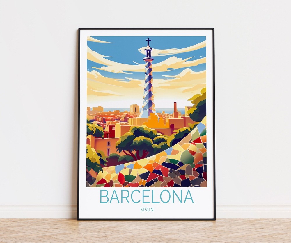 Barcelona Spain Travel Poster Spain City Wall Art Barcelona Print Travel Home