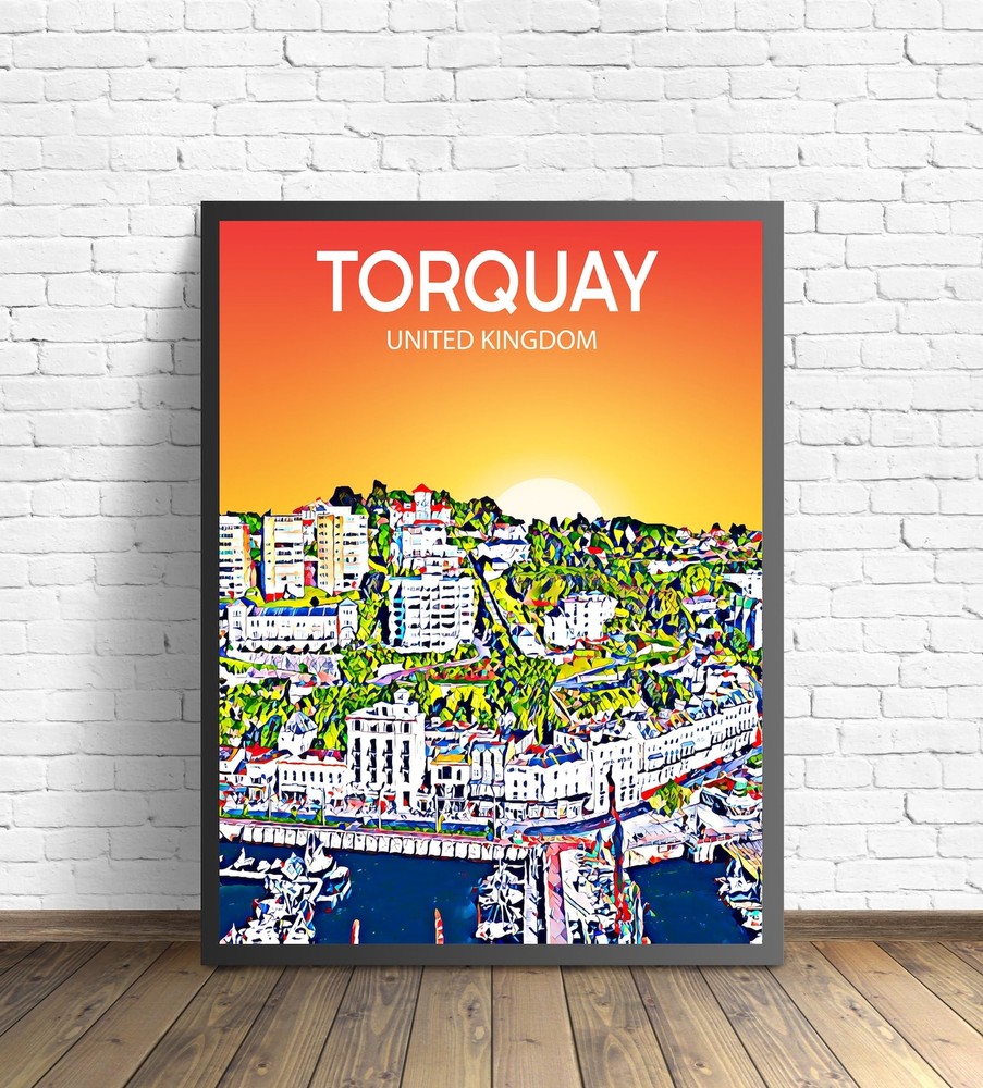 Torquay United Kingdom Art Poster Sunset Night Poster Art Print Torquay City