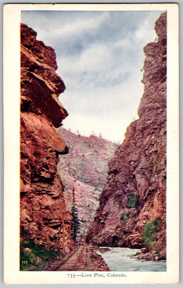 Antique Postcard Railroad Tracks Canyon Lone Pine, Colorado 1900s