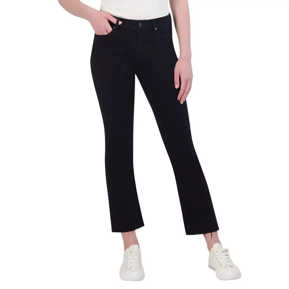 Vigoss Ladies Black Marley Raw Hem Crop Bootcut Jeans Size 28