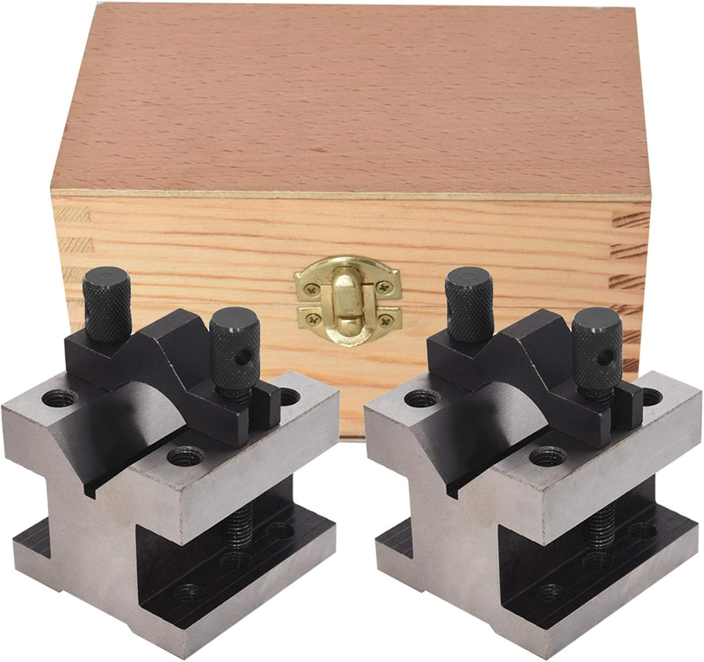 Hardened Steel V Block with Clamp Set 90 Degree Angle Precision 2-3/8 Inch
