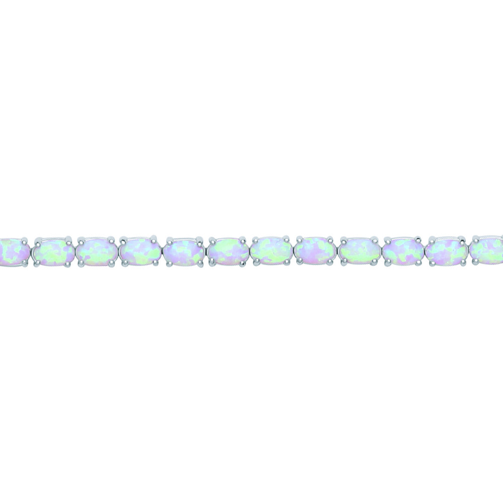 Silver Jewelco London 4mm Oval Opal Tennis Bracelet