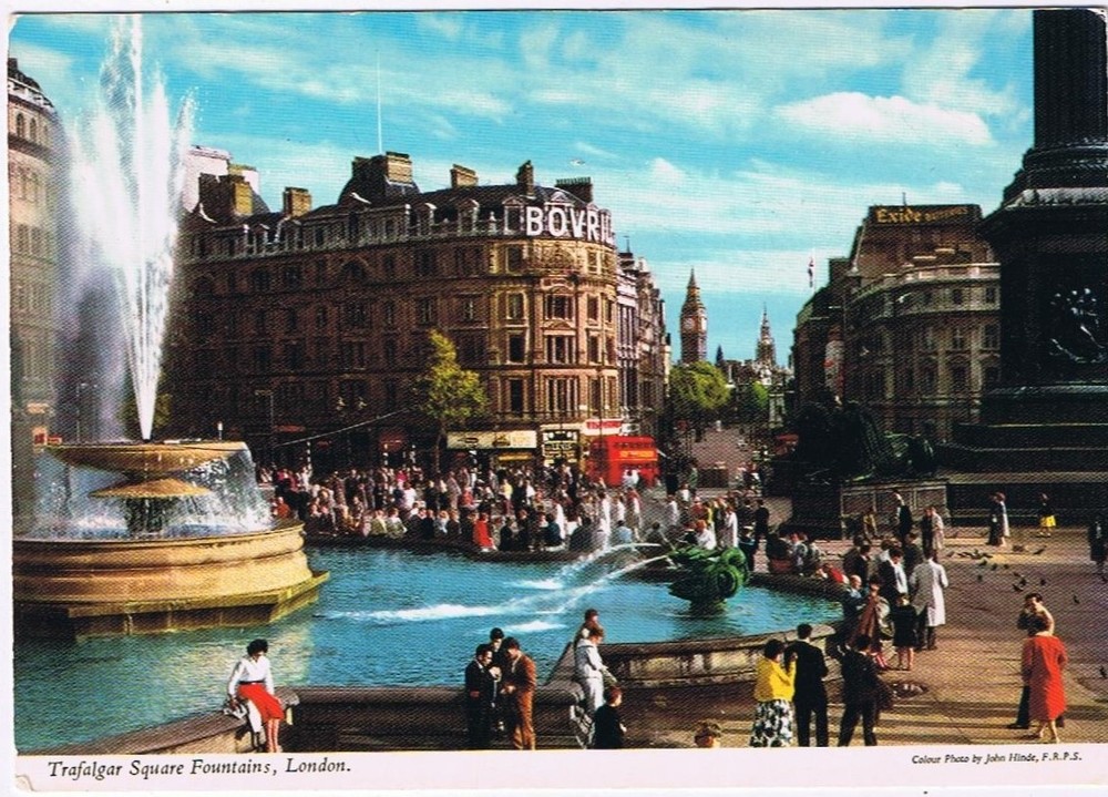 Postcard Trafalgar Square Fountains London England UK