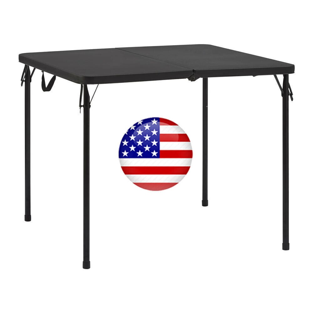 34in Square Resin Foldable Dining Table for Outdoor BBQs and Parties Seats 4