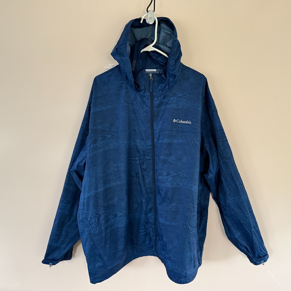 Columbia Blue Camo Omnitech Full Zip Hoodie Hoody Jacket Men's 3XL XXXL