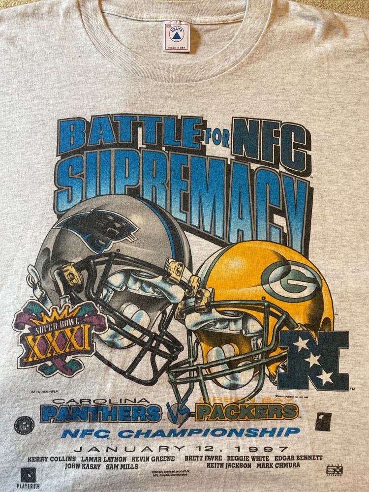 Vintage 1997 NFC Championship Panthers vs Packers NFL T-Shirt Size XXL