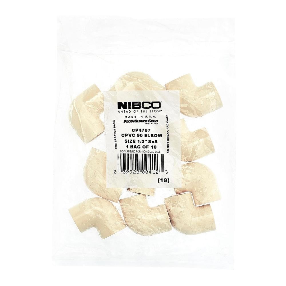 CPVC 90° ELBOW 1/2in Slip x Slip 10 Pack Fitting