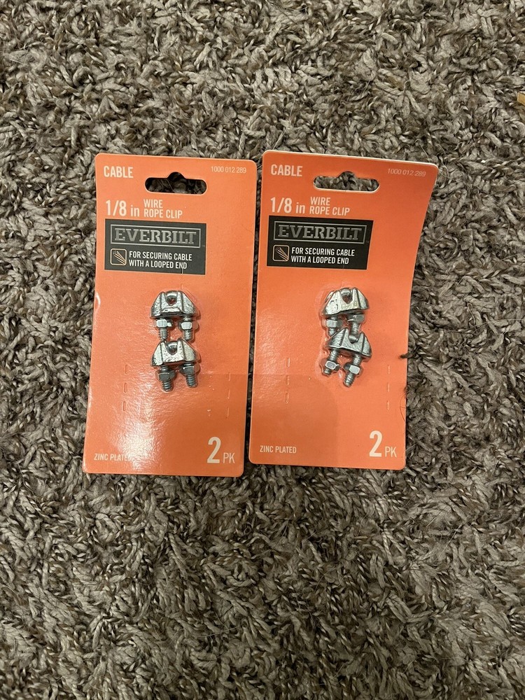 1/8 Inch Zinc-Plated Wire Rope Clamp Clip 2-Pack