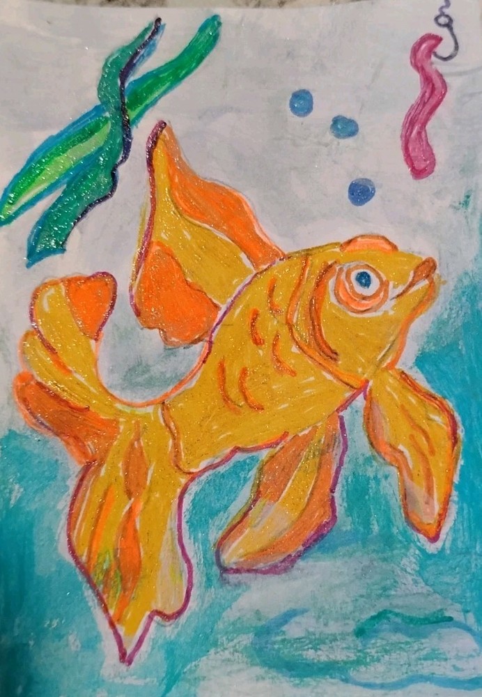 ACEO original Painting Fish Under The Sea Goldie  2.5x3.5” 2026