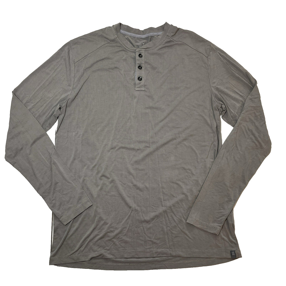 Free Fly Shirt Mens Large Gray Taupe Long Sleeve Bamboo Henley Performance Top