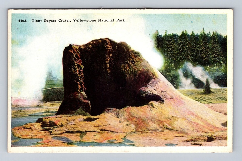 Yellowstone National Park, Giant Geyser Crater, Series #4403, Vintage Postcard