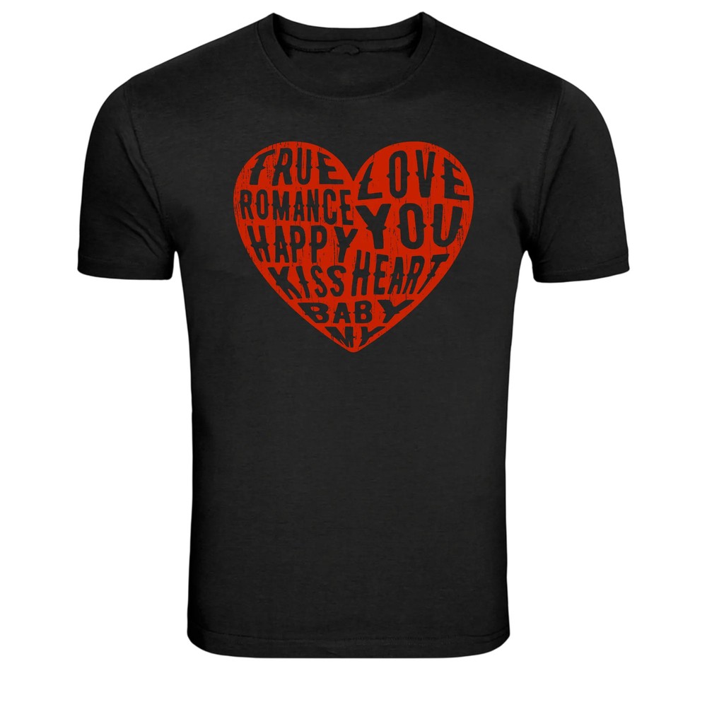 True Love Heart Typography Romantic Graphic T-Shirt