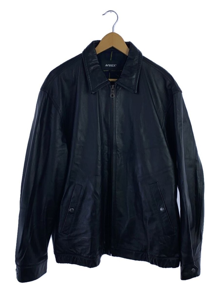 Avirex Black Plain Leather Blouson Jacket 783-3250067 173