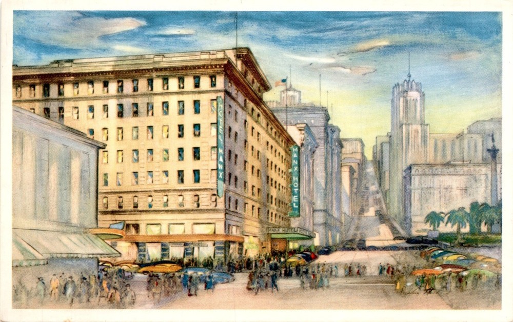 COTEJ MANX HOTEL, UNION SQUARE, SAN FRANCISCO, POWELL STREET, Postcard