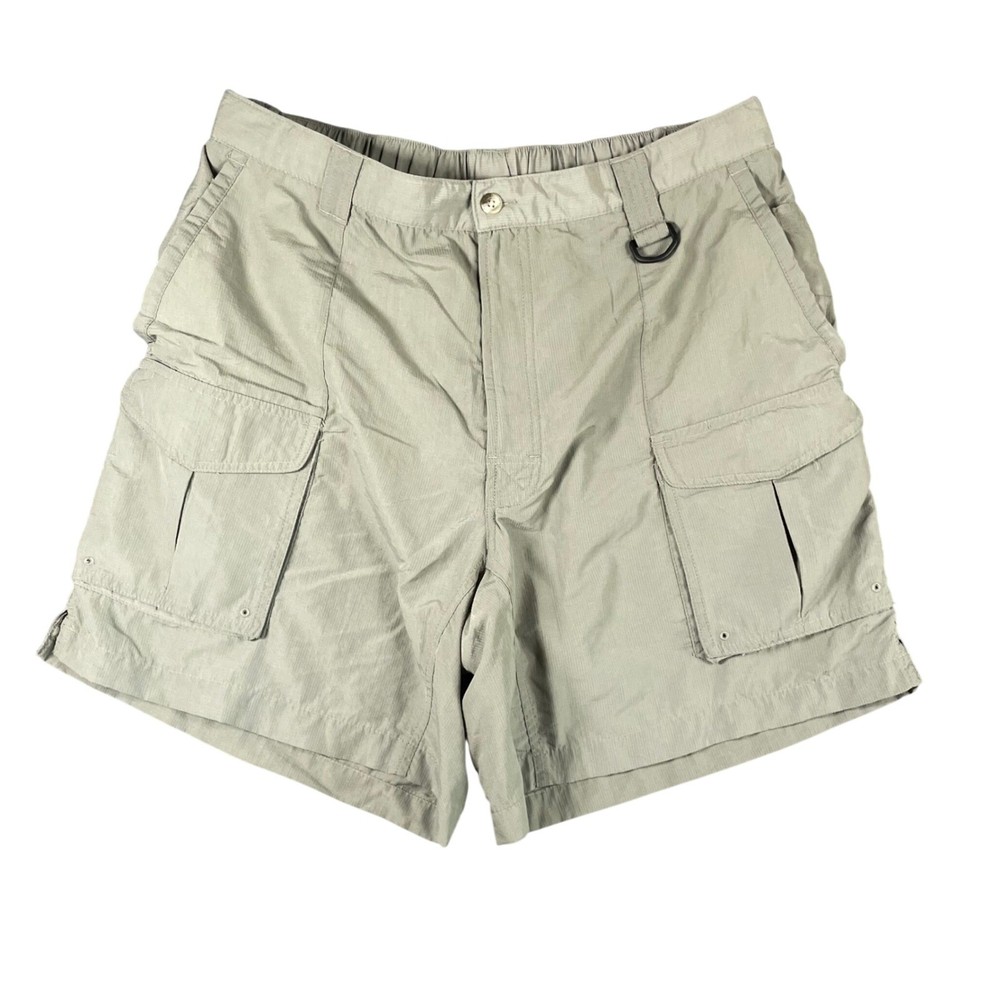 Columbia PFG Fishing Shorts Mens Large Sage Green Ripstop Cargo Utility Good