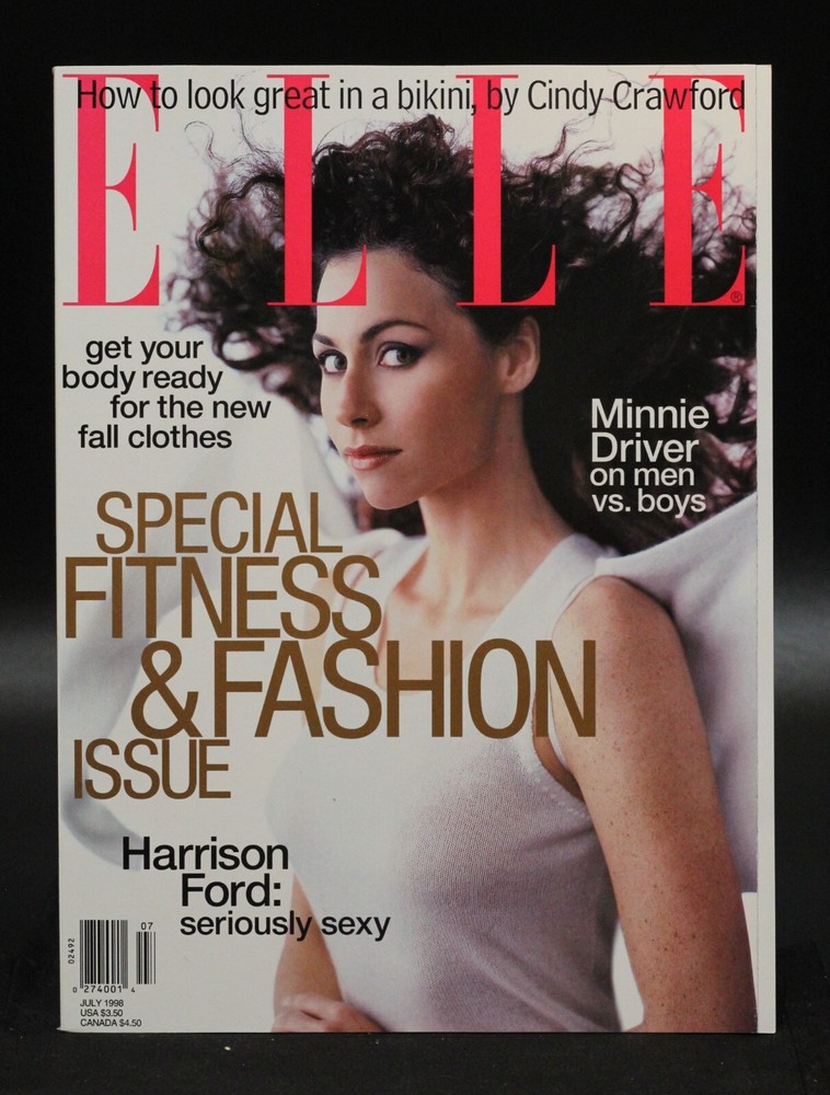 Elle Magazine July 1998 Minnie Driver Cover Harrison Ford Cindy Crawford NM