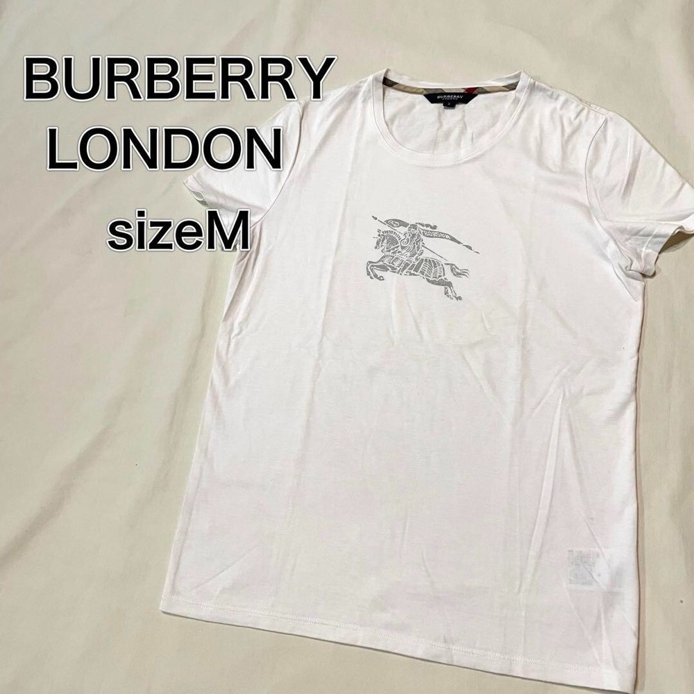 Burberry London Short Sleeve T-Shirt Horse Logo Print White Women Size 2 Used