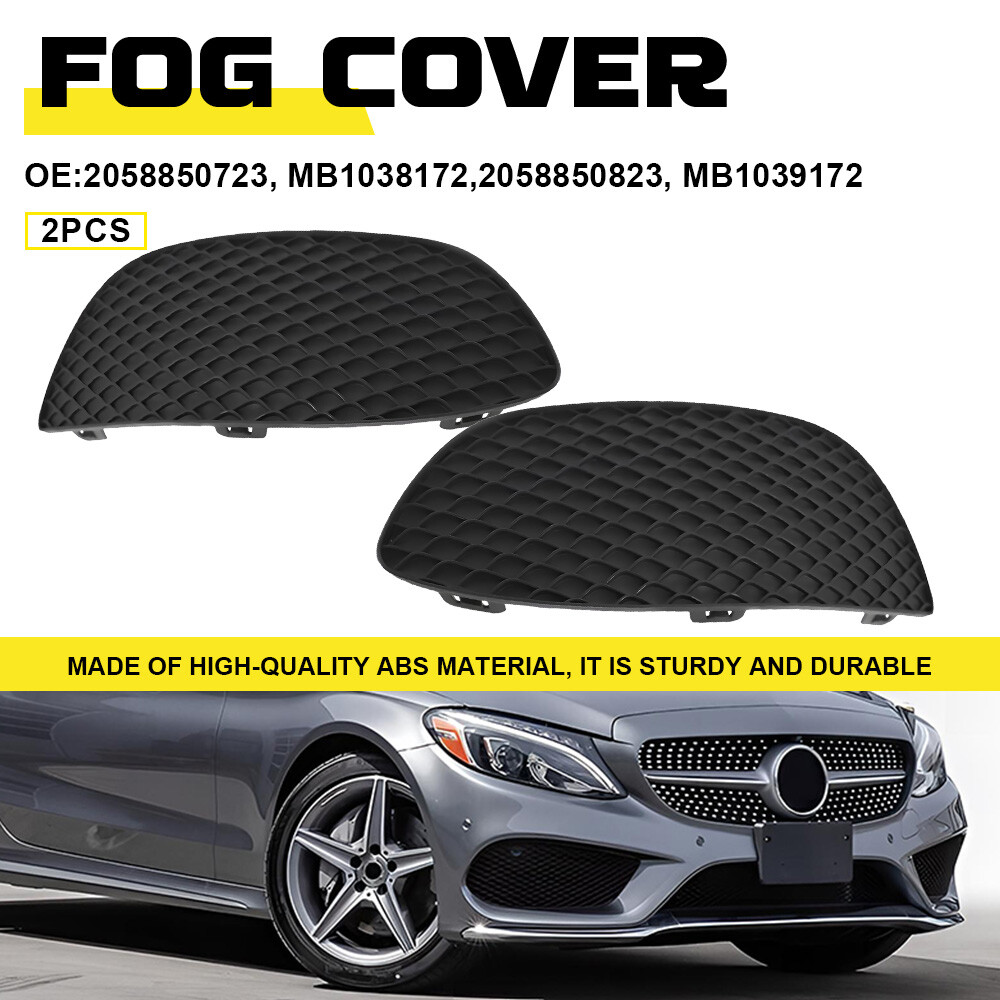For Mercedes-Benz 2015-2018 C300 Front Light Fog Vent Grille Covers Trim Pair