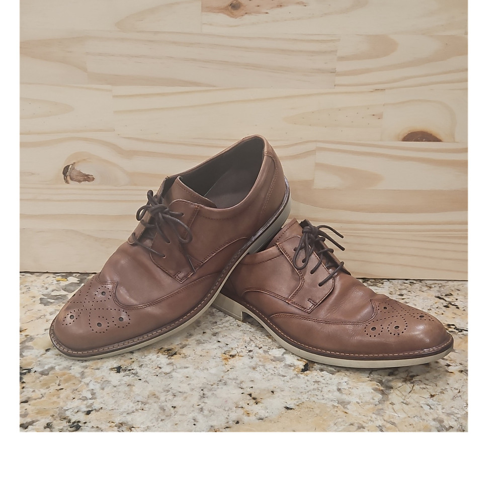 ECCO Brown Leather Perforated Oxford Men's Dress Shoes Size 9 US 43 EU