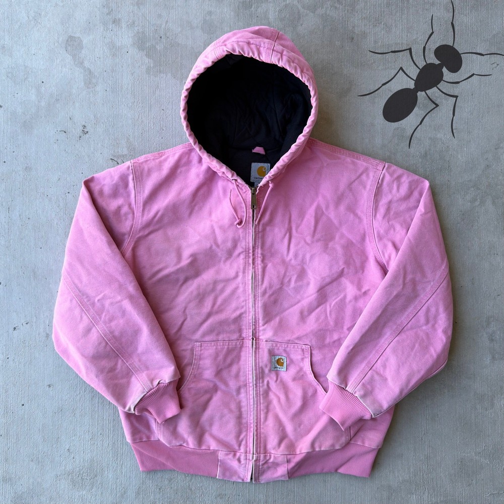 Vintage Y2K Carhartt WOMENS WJ130 PKR pink hooded work wear jacket