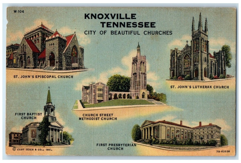 c1940 Lutheran Episcopal Church Knoxville Tennessee Multiview Vintage Postcard