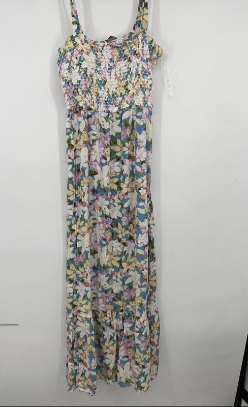 Lily Rose Womens Multicolor Floral Sleeveless Midi A-Line Dress Size Large