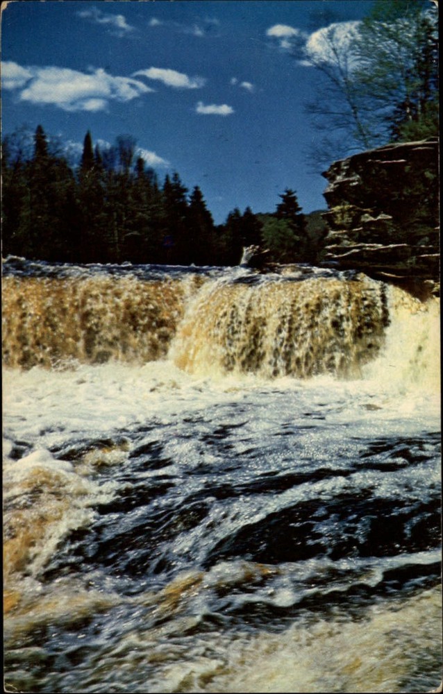 Michigan Lower Falls Tahquamenon River ~ 1950s-60s postcard sku359