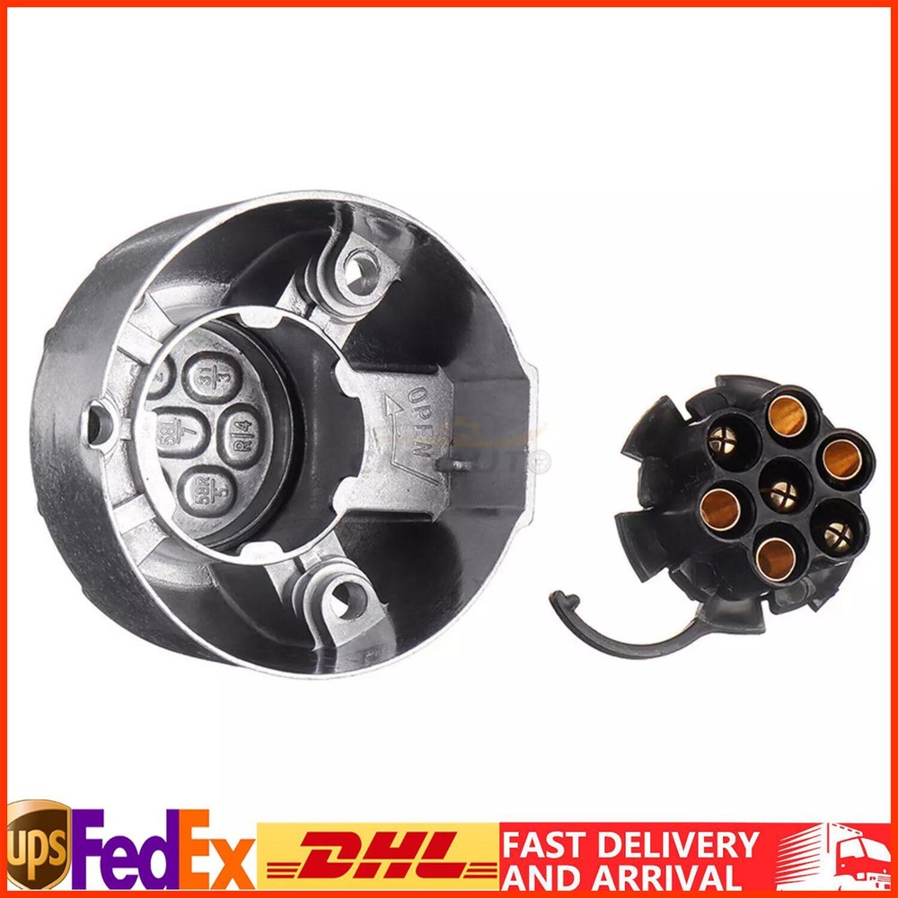7-Pin Round Metal Socket Adapter Trailer Car Truck Camper Electric Accessories