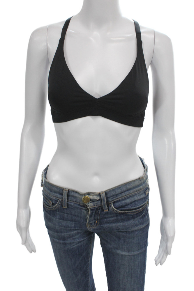 Lululemon Womens Spaghetti Strap Stretch Scalloped Sports Bra Black Size 4Free Shipping in US $100+ Orders | $6.95 Orders Below