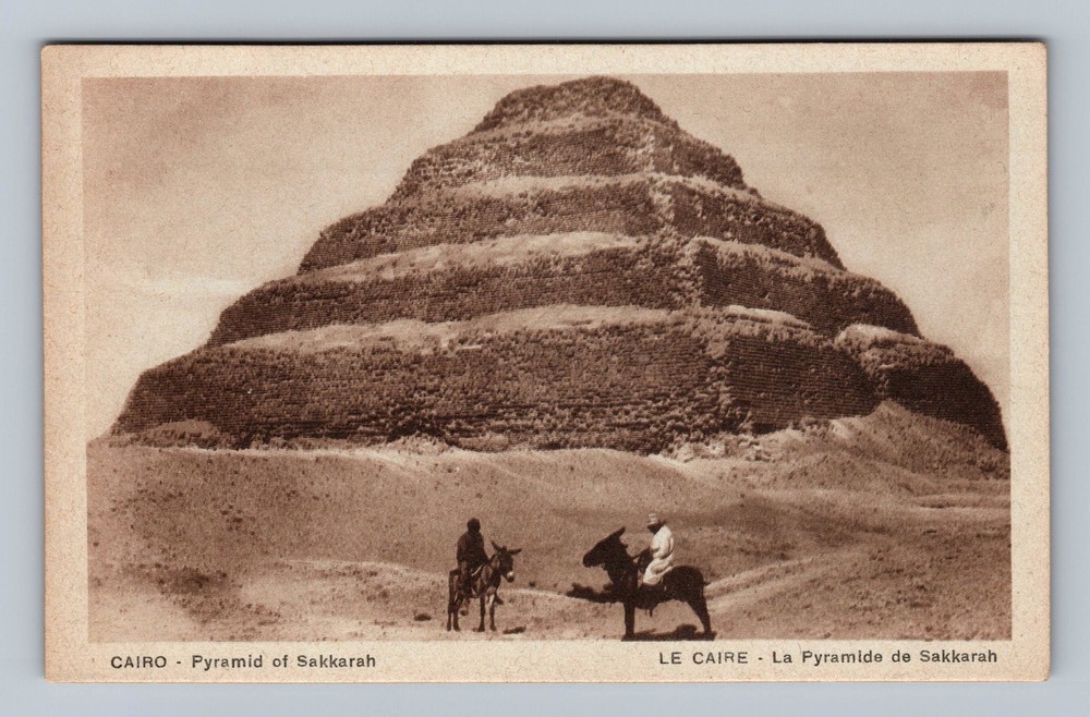Egypt- Cairo Pyramid Of Sakkarah Souvenir Postal Card Old View Vintage Postcard
