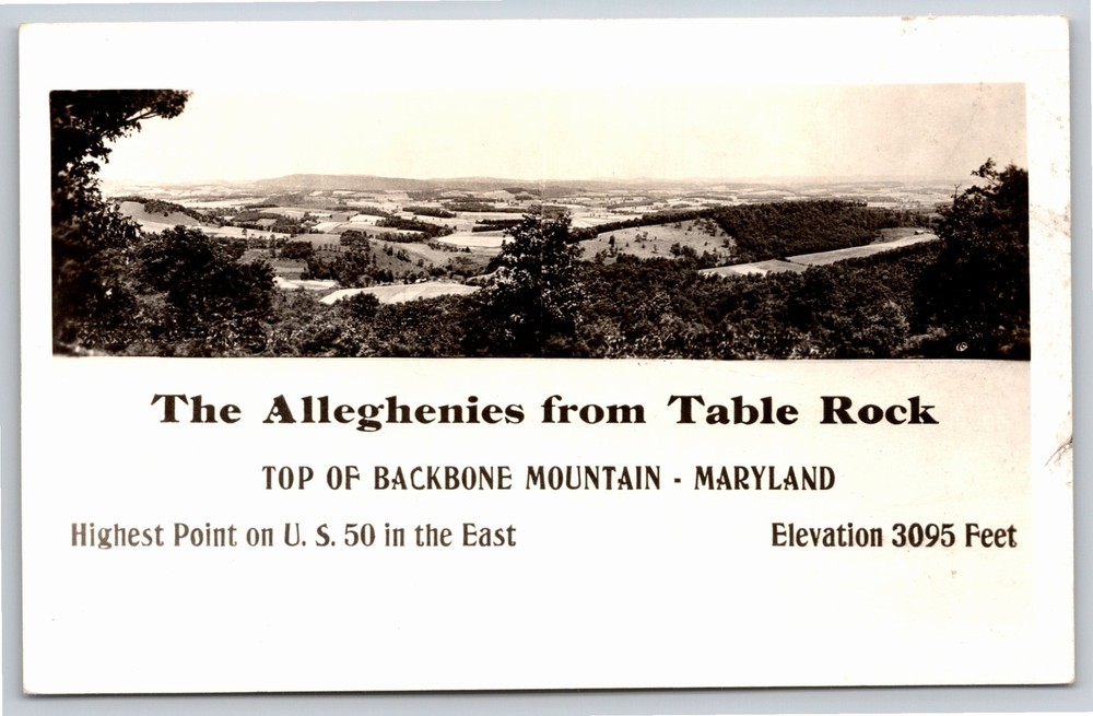 RPPC~Alleghenies From Table Rock Backbone Mt Maryland~Real Photo Postcard