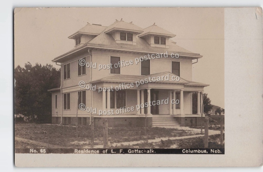 Columbus, Nebraska-Gottschalk Residence-Large House-RPPC Real Photo Postcard