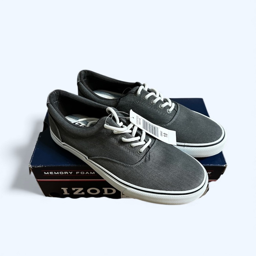 Izod Rangley Men's Lace Up Casual Canvas shoe Memory Foam Gray size 10