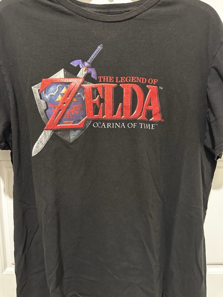 Legend of Zelda Ocarina of Time Classic Word Logo Adult T-Shirt Mens Large