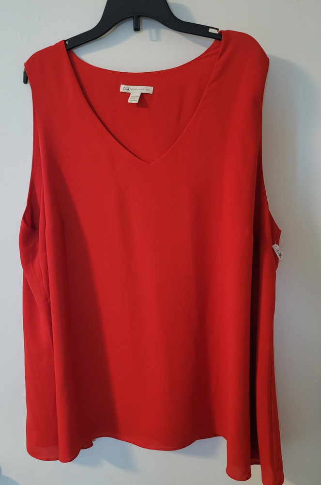 Est 1946 Cato Womens Fiery Red Sleeveless Layered Chiffon Blouse 18/20W NEW